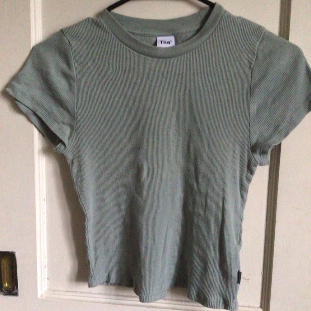 TNA Ribbed Crew Tee in Sage